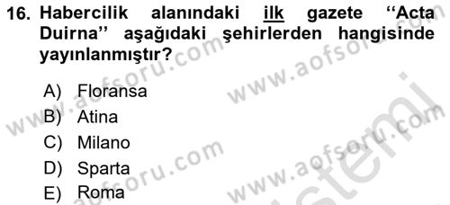 Fotoğrafın Kullanım Alanları Dersi Ara Sınavı Deneme Sınav Soruları 16. Soru