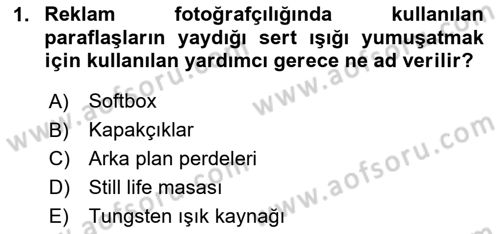 Fotoğrafın Kullanım Alanları Dersi 2024 - 2025 Yılı (Vize) Ara Sınav Soruları 1. Soru