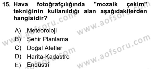 Fotoğrafın Kullanım Alanları Dersi 2024 - 2025 Yılı (Vize) Ara Sınav Soruları 15. Soru