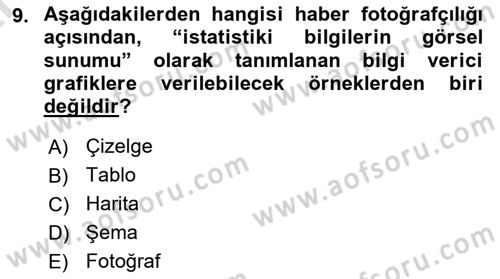 Fotoğrafın Kullanım Alanları Dersi 2024 - 2025 Yılı (Vize) Ara Sınav Soruları 9. Soru