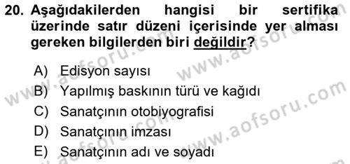 Fotoğrafın Kullanım Alanları Dersi 2024 - 2025 Yılı (Final) Dönem Sonu Sınav Soruları 20. Soru
