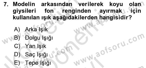 Fotoğrafın Kullanım Alanları Dersi 2024 - 2025 Yılı (Final) Dönem Sonu Sınav Soruları 7. Soru