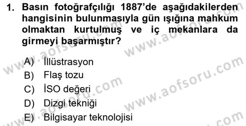 Fotoğrafın Kullanım Alanları Dersi 2024 - 2025 Yılı Yaz Okulu Sınav Soruları 1. Soru