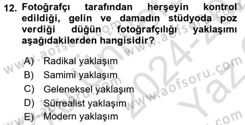 Fotoğrafın Kullanım Alanları Dersi 2024 - 2025 Yılı Yaz Okulu Sınav Soruları 12. Soru