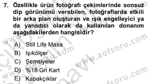 Fotoğrafın Kullanım Alanları Dersi 2024 - 2025 Yılı Yaz Okulu Sınav Soruları 7. Soru