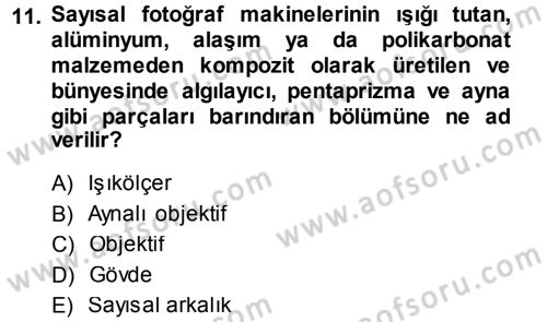 Sayısal Fotoğraf Makineleri Dersi 2013 - 2014 Yılı (Vize) Ara Sınavı 11. Soru