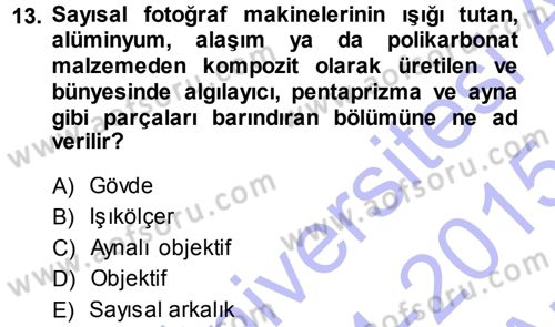 Sayısal Fotoğraf Makineleri Dersi 2014 - 2015 Yılı (Vize) Ara Sınavı 13. Soru