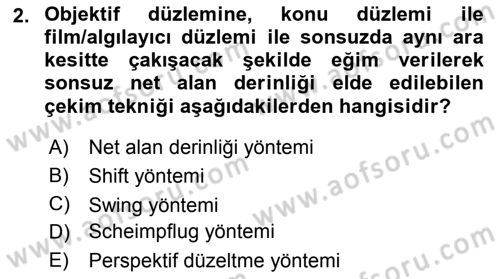 Sayısal Fotoğraf Makineleri Dersi 2018 - 2019 Yılı 3 Ders Sınav Soruları 2. Soru