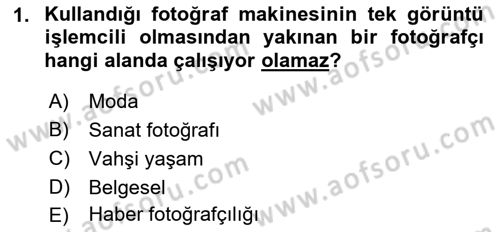 Sayısal Fotoğraf Makineleri Dersi 2018 - 2019 Yılı Yaz Okulu Sınavı 1. Soru