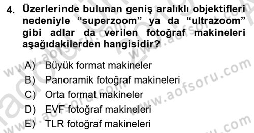 Sayısal Fotoğraf Makineleri Dersi 2019 - 2020 Yılı (Vize) Ara Sınavı 4. Soru