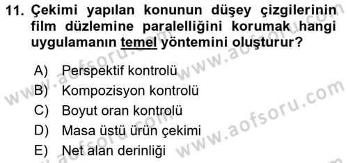 Sayısal Fotoğraf Makineleri Dersi 2022 - 2023 Yılı Yaz Okulu Sınav Soruları 11. Soru