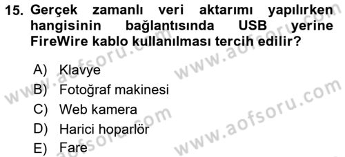 Sayısal Fotoğraf Makineleri Dersi 2022 - 2023 Yılı Yaz Okulu Sınav Soruları 15. Soru