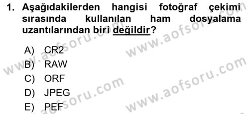 Sayısal Fotoğraf Makineleri Dersi 2023 - 2024 Yılı Yaz Okulu Sınav Soruları 1. Soru