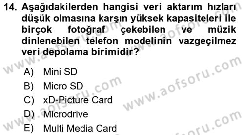 Sayısal Fotoğraf Makineleri Dersi 2023 - 2024 Yılı Yaz Okulu Sınav Soruları 14. Soru