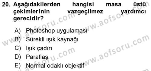 Sayısal Fotoğraf Makineleri Dersi 2023 - 2024 Yılı Yaz Okulu Sınav Soruları 20. Soru