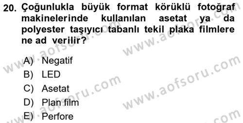 Sayısal Fotoğraf Makineleri Dersi 2024 - 2025 Yılı (Vize) Ara Sınav Soruları 20. Soru