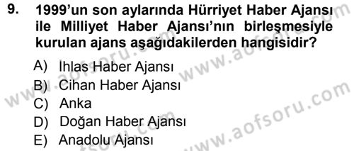 Basın Fotoğrafçılığı Dersi 2012 - 2013 Yılı (Final) Dönem Sonu Sınav Soruları 9. Soru