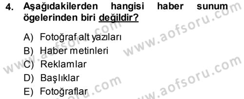 Basın Fotoğrafçılığı Dersi 2013 - 2014 Yılı (Vize) Ara Sınav Soruları 4. Soru