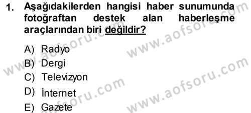Basın Fotoğrafçılığı Dersi 2013 - 2014 Yılı (Final) Dönem Sonu Sınav Soruları 1. Soru
