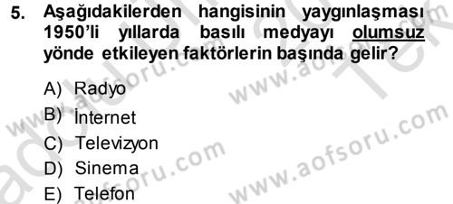 Basın Fotoğrafçılığı Dersi 2013 - 2014 Yılı Tek Ders Sınav Soruları 5. Soru