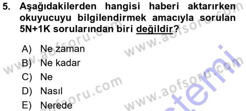 Basın Fotoğrafçılığı Dersi 2015 - 2016 Yılı (Vize) Ara Sınav Soruları 5. Soru