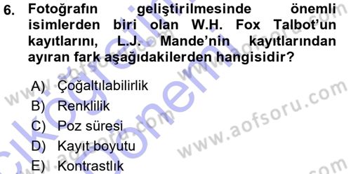 Basın Fotoğrafçılığı Dersi 2015 - 2016 Yılı (Vize) Ara Sınav Soruları 6. Soru