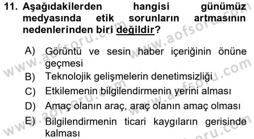 Basın Fotoğrafçılığı Dersi 2015 - 2016 Yılı (Final) Dönem Sonu Sınav Soruları 11. Soru