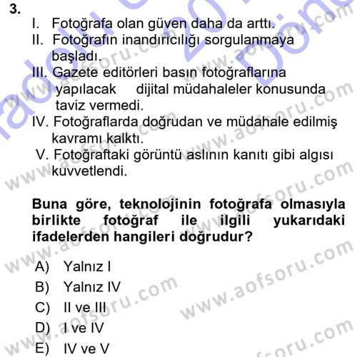Basın Fotoğrafçılığı Dersi 2015 - 2016 Yılı (Final) Dönem Sonu Sınav Soruları 3. Soru
