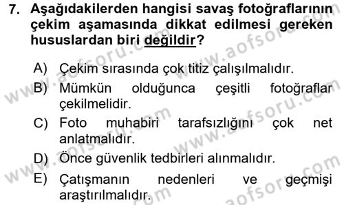 Basın Fotoğrafçılığı Dersi 2015 - 2016 Yılı (Final) Dönem Sonu Sınav Soruları 7. Soru