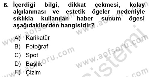 Basın Fotoğrafçılığı Dersi 2016 - 2017 Yılı (Vize) Ara Sınav Soruları 6. Soru