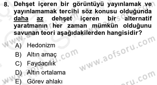 Basın Fotoğrafçılığı Dersi 2016 - 2017 Yılı (Final) Dönem Sonu Sınav Soruları 8. Soru