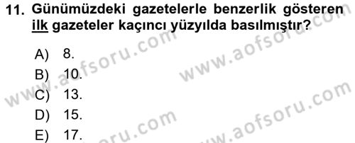 Basın Fotoğrafçılığı Dersi 2017 - 2018 Yılı (Vize) Ara Sınav Soruları 11. Soru