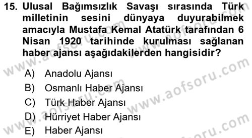 Basın Fotoğrafçılığı Dersi 2017 - 2018 Yılı (Vize) Ara Sınav Soruları 15. Soru