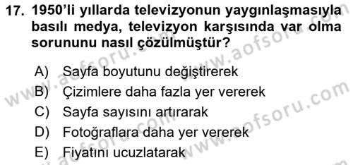 Basın Fotoğrafçılığı Dersi 2018 - 2019 Yılı (Vize) Ara Sınav Soruları 17. Soru