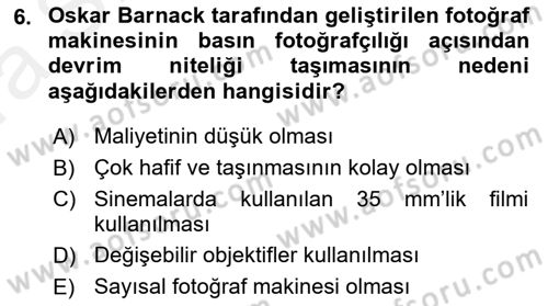 Basın Fotoğrafçılığı Dersi 2018 - 2019 Yılı (Vize) Ara Sınav Soruları 6. Soru
