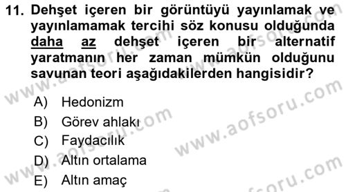 Basın Fotoğrafçılığı Dersi 2018 - 2019 Yılı Yaz Okulu Sınav Soruları 11. Soru