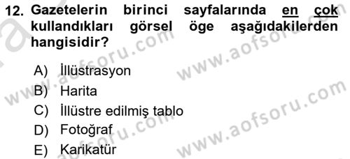 Basın Fotoğrafçılığı Dersi 2019 - 2020 Yılı (Vize) Ara Sınav Soruları 12. Soru