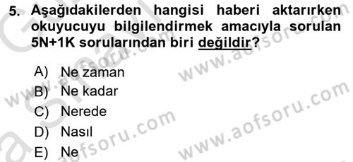 Basın Fotoğrafçılığı Dersi 2019 - 2020 Yılı (Vize) Ara Sınav Soruları 5. Soru
