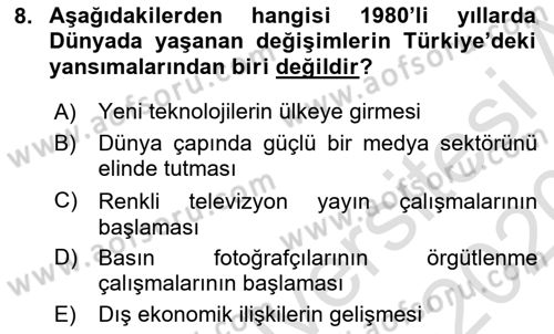 Basın Fotoğrafçılığı Dersi 2019 - 2020 Yılı (Vize) Ara Sınav Soruları 8. Soru