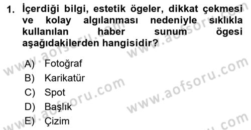 Basın Fotoğrafçılığı Dersi 2019 - 2020 Yılı (Final) Dönem Sonu Sınav Soruları 1. Soru