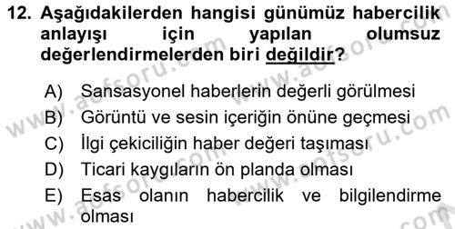 Basın Fotoğrafçılığı Dersi 2019 - 2020 Yılı (Final) Dönem Sonu Sınav Soruları 12. Soru