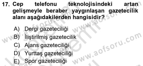 Basın Fotoğrafçılığı Dersi 2019 - 2020 Yılı (Final) Dönem Sonu Sınav Soruları 17. Soru