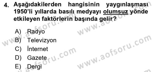 Basın Fotoğrafçılığı Dersi 2021 - 2022 Yılı (Vize) Ara Sınav Soruları 4. Soru