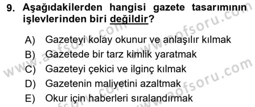 Basın Fotoğrafçılığı Dersi 2021 - 2022 Yılı (Vize) Ara Sınav Soruları 9. Soru