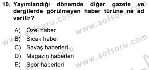 Basın Fotoğrafçılığı Dersi 2021 - 2022 Yılı (Final) Dönem Sonu Sınav Soruları 10. Soru