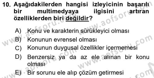 Basın Fotoğrafçılığı Dersi 2021 - 2022 Yılı Yaz Okulu Sınav Soruları 10. Soru
