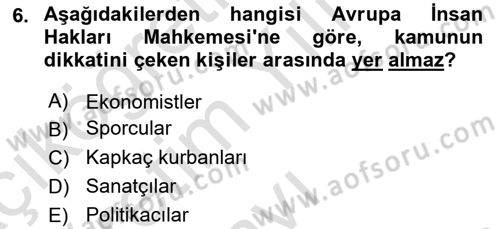 Basın Fotoğrafçılığı Dersi 2021 - 2022 Yılı Yaz Okulu Sınav Soruları 6. Soru