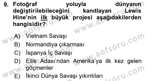 Basın Fotoğrafçılığı Dersi 2021 - 2022 Yılı Yaz Okulu Sınav Soruları 9. Soru