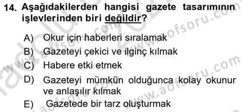 Basın Fotoğrafçılığı Dersi 2022 - 2023 Yılı (Vize) Ara Sınav Soruları 14. Soru
