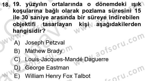 Basın Fotoğrafçılığı Dersi 2022 - 2023 Yılı (Vize) Ara Sınav Soruları 18. Soru